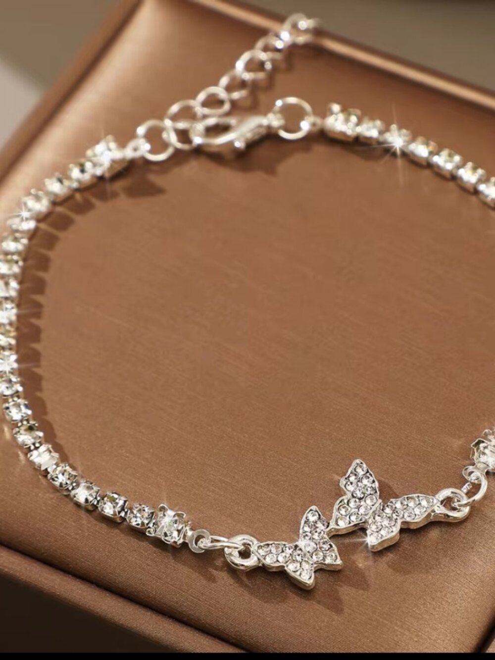 925 Sterling Silver Butterfly Bracelet For Women FashionLuxury Rhinestone Charm